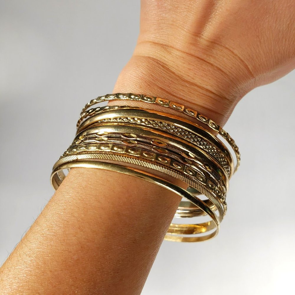 Set of Assorted Gold Toned Indian Bangle Bracelets